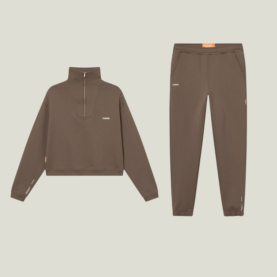 Offcourt Half Zip Sweatsuit - Walnut – Cuera