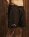 Mens Active Globe Shorts - Dark Brown