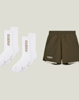 Oncourt 2in1 Shorts Army & 2er-Pack Socken Walnuss
