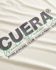 Cuera Active Light Weight T-Shirt in Off White w. Navy/Green, logo print detail