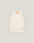 Cuera Active Rib Tank Top in Off White, flat lay front view