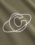 Cuera Active WPC Light Weight T-Shirt in Army, logo print detail