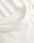 Cuera Offcourt Legacy Short Sleeve in Off White w. Navy, neck label and care tag detail
