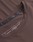 Cuera Oncourt Airy Logo T-Shirt in Dark Brown, neck label and care tag detail