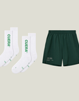 Green shorts & 2-pack socks