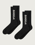 Cuera 2-pack Bandeja Padel Socks in Black/Sand, flat lay front view