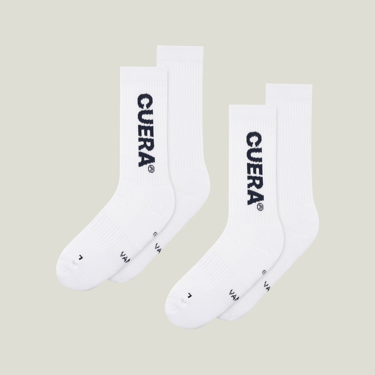 Cuera 2-pack Cuera Padel Socks in White/Navy, flat lay front view