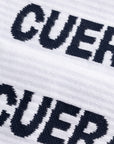 Cuera 2-pack Cuera Padel Socks in White/Navy, logo print detail