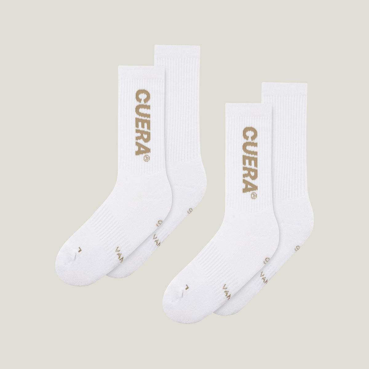 Cuera 2-pack Cuera Padel Socks in White/Walnut, flat lay front view