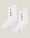 Cuera 2-pack Cuera Padel Socks in White/Walnut, flat lay front view