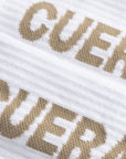 Cuera 2-pack Cuera Padel Socks in White/Walnut, logo print detail