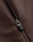 Cuera Active Cuera Zip Cardigan in Dark Brown, zip and pocket detail