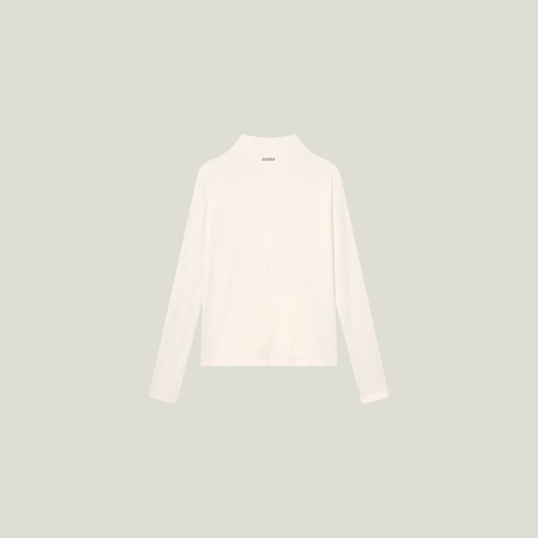 Cuera Active Cuera Zip Cardigan in Off White, flat lay back view