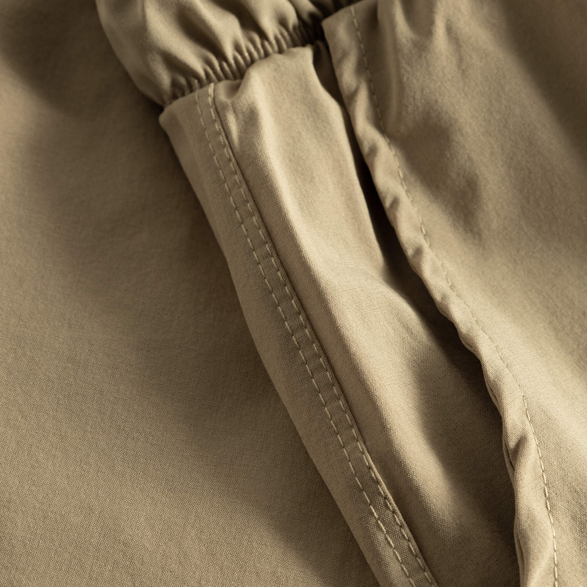 Cuera Womens Active Globe Shorts in Sand, seam and stitching detail
