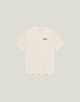 Cuera Active Light Weight T-Shirt in Off White w. Navy/Green, flat lay front view