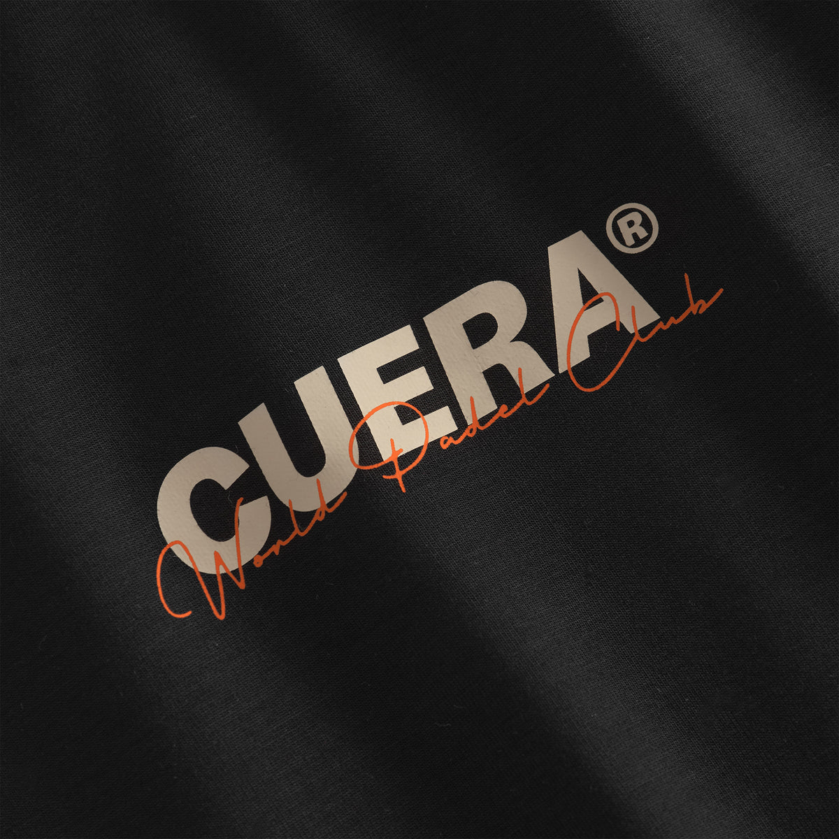 Cuera Active Light Weight T-Shirt in Black, logo print detail