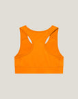 Cuera Active Made Bra in Orange, flat lay racerback view