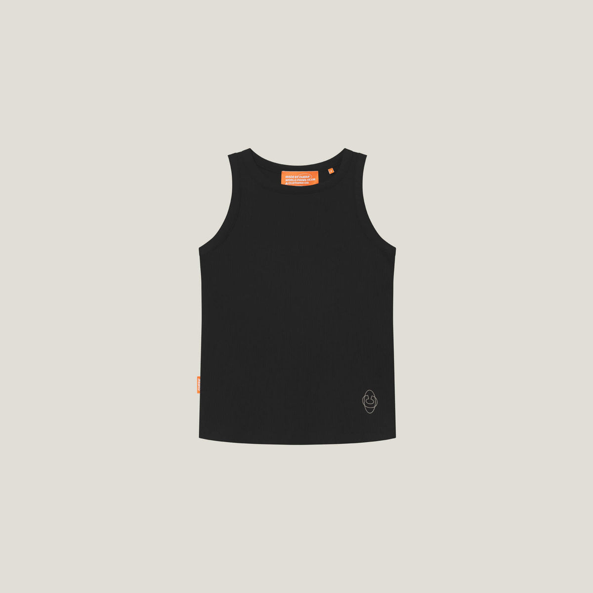 Cuera Active Rib Tank Top in Black, flat lay front view