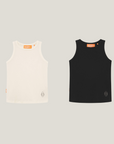 Cuera Active Rib Tank Top Bundle B&W, flat lay front view