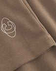 Cuera Active Rib Tank Top in Walnut, logo print detail