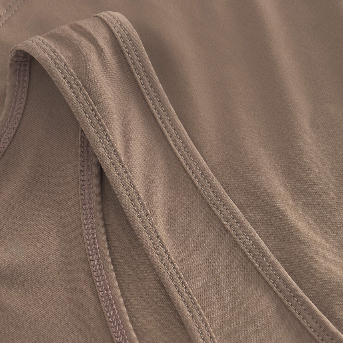 Cuera Flame Light Weight Oversized Tank Top in Walnut, fabric detail