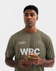 Model wearing Cuera Active WPC Light Weight T-Shirt in Army, front studio view