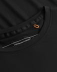 Cuera Active WPC Light Weight T-Shirt in Black, neck label and care tag detail