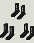Cuera Bandeja Socks Black in 6 pack, flat lay front view