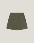 Cuera Mens Active Globe Shorts in Army, flat lay back view