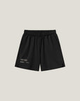 Cuera Men's Active Globe Shorts in Black, flat lay front view