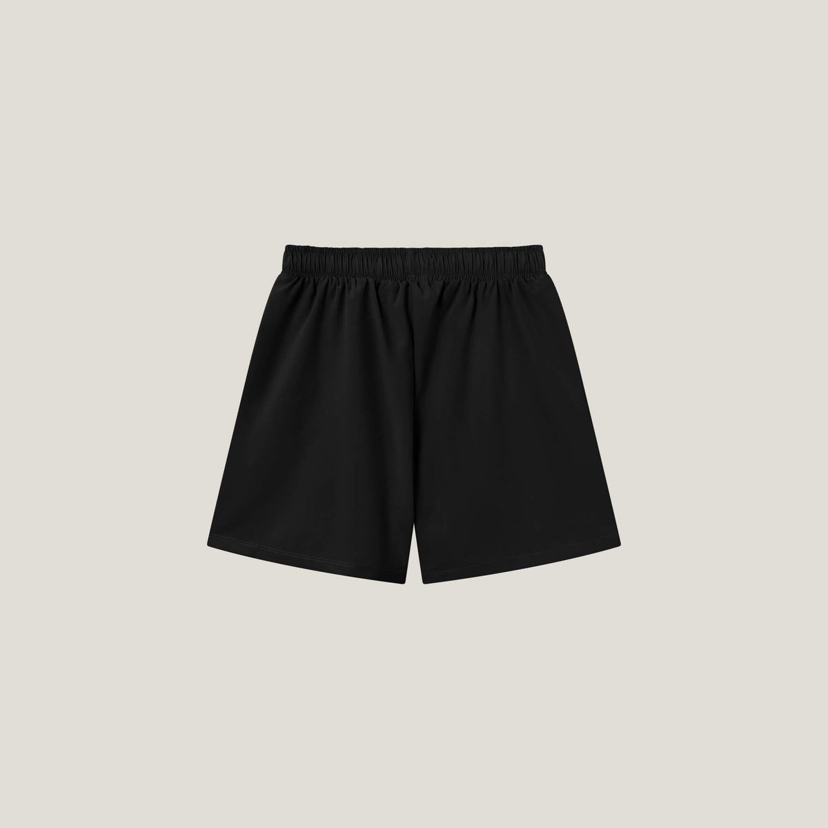 Man wearing Cuera Men's Active Globe Shorts in Black with white t-shirt, front studio view