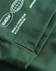 Cuera Mens Active Globe Shorts in Court Green, logo print detail