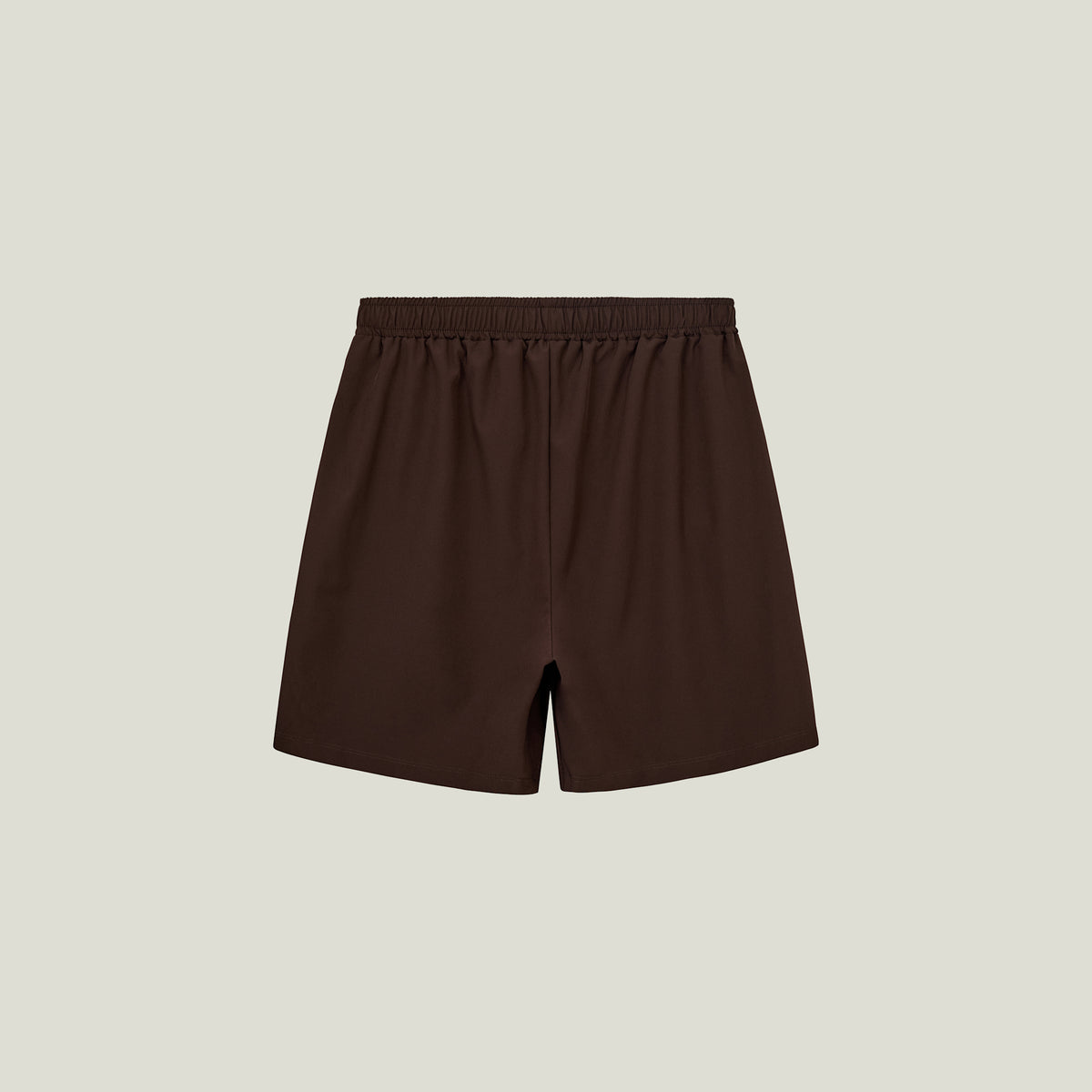 Cuera Mens Active Globe Shorts in Dark Brown, flat lay back view