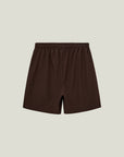 Cuera Mens Active Globe Shorts in Dark Brown, flat lay back view
