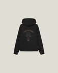 Model wearing Cuera Offcourt DeKarl Hoodie in Black, front studio view