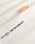 Cuera Offcourt Legacy Short Sleeve in Off White w. Navy, neck label and care tag detail