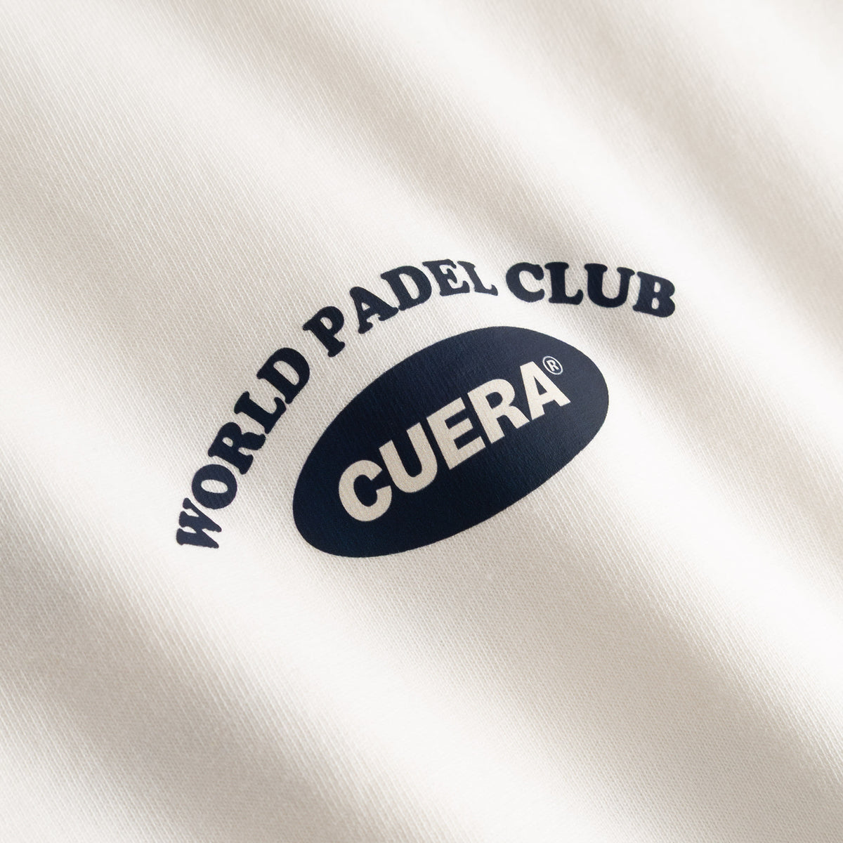 Cuera Offcourt Legacy Short Sleeve in Off White w. Navy, logo print detail