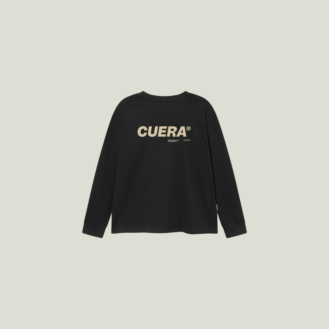 Cuera Offcourt Logo Long Sleeve in Antrasit, flat lay back view