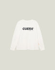 Cuera Offcourt Logo Long Sleeve in Off White w. Black, flat lay back view