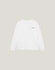 Cuera Offcourt Logo Long Sleeve in White w. Green, flat lay front view