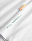 Cuera Offcourt Logo Long Sleeve in White w. Green, neck label and care tag detail