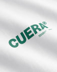 Cuera Offcourt Logo Long Sleeve in White w. Green, logo print detail