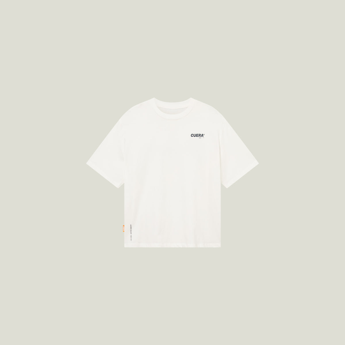 Cuera Offcourt Logo T-Shirt in Off White w. Black, flat lay front view
