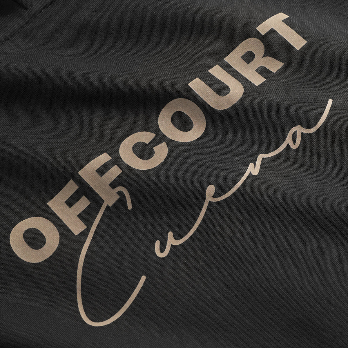 Cuera Offcourt Zip Hood Cardigan in Black, logo print detail