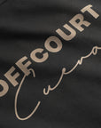 Cuera Offcourt Zip Hood Cardigan in Black, logo print detail