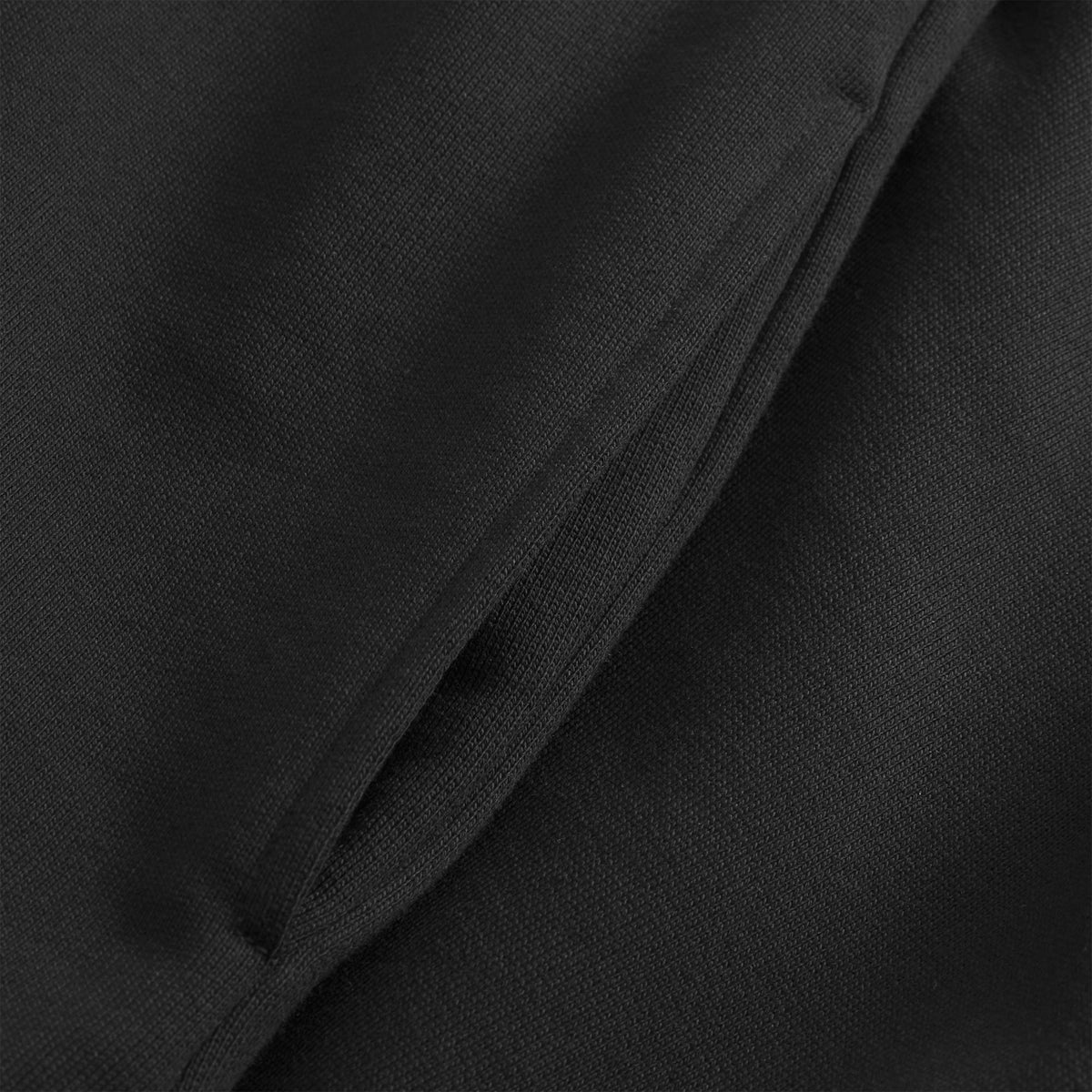 Cuera Offcourt Zip Hood Cardigan in Black, seam and stitching detail