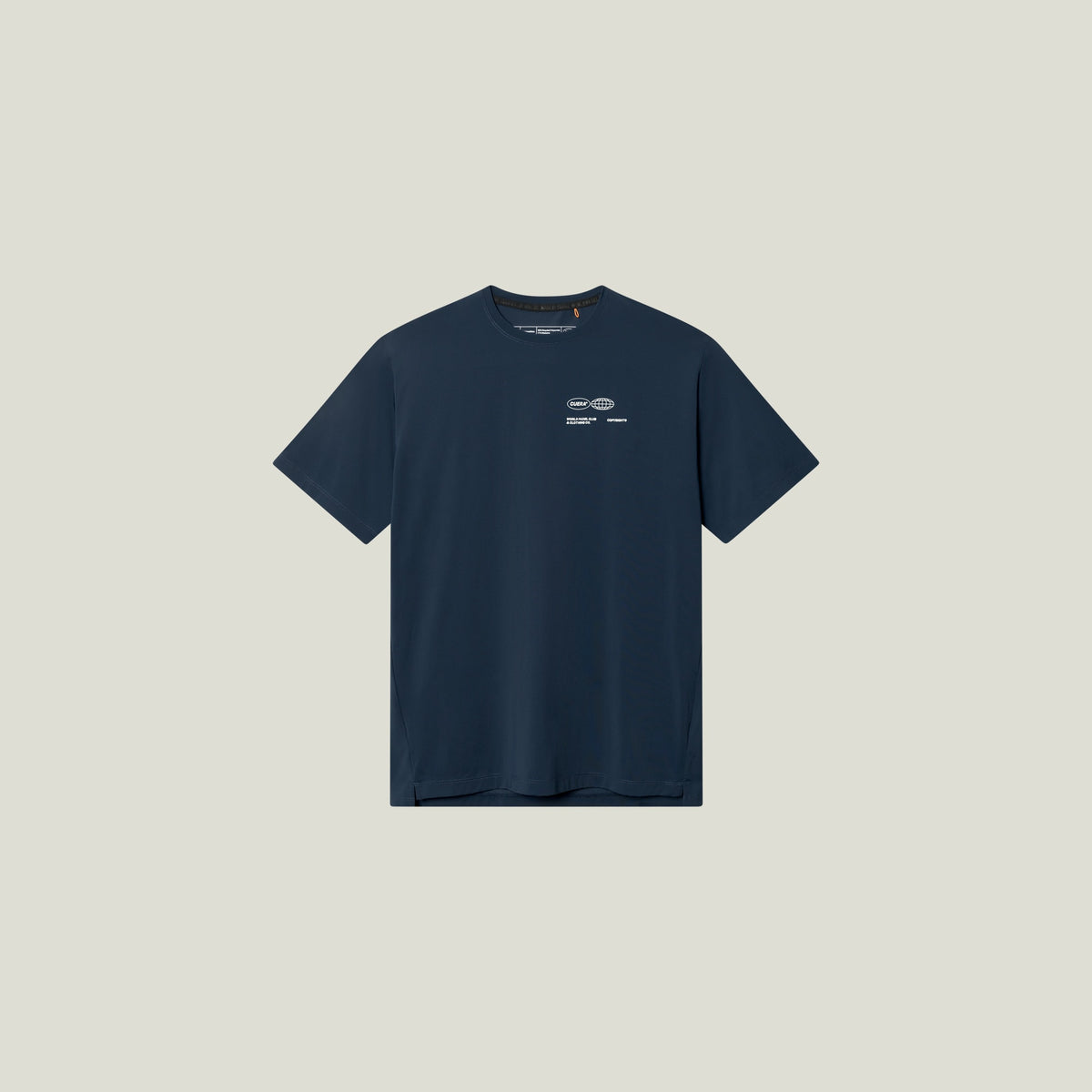 Cuera Oncourt Airy Logo T-Shirt in Navy, flat lay front view