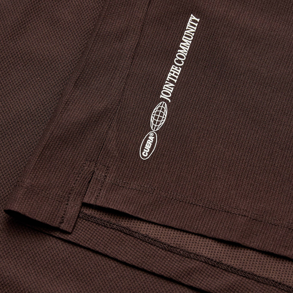 Cuera Oncourt Breathe Cuera T-Shirt in Dark Brown, neck label and care tag detail