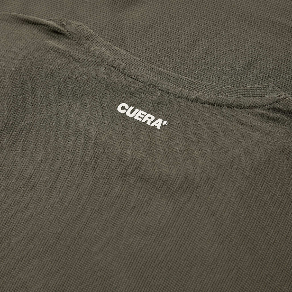 Cuera Oncourt Breathe T-Shirt in Army, neck label and care tag detail