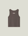 Cuera Oncourt Cropped Tank Top in Dark Brown, flat lay back view
